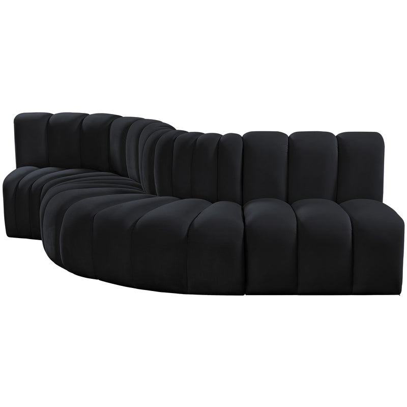 Meridian Arc Black Velvet 5 pc Modular Sectional IMAGE 6