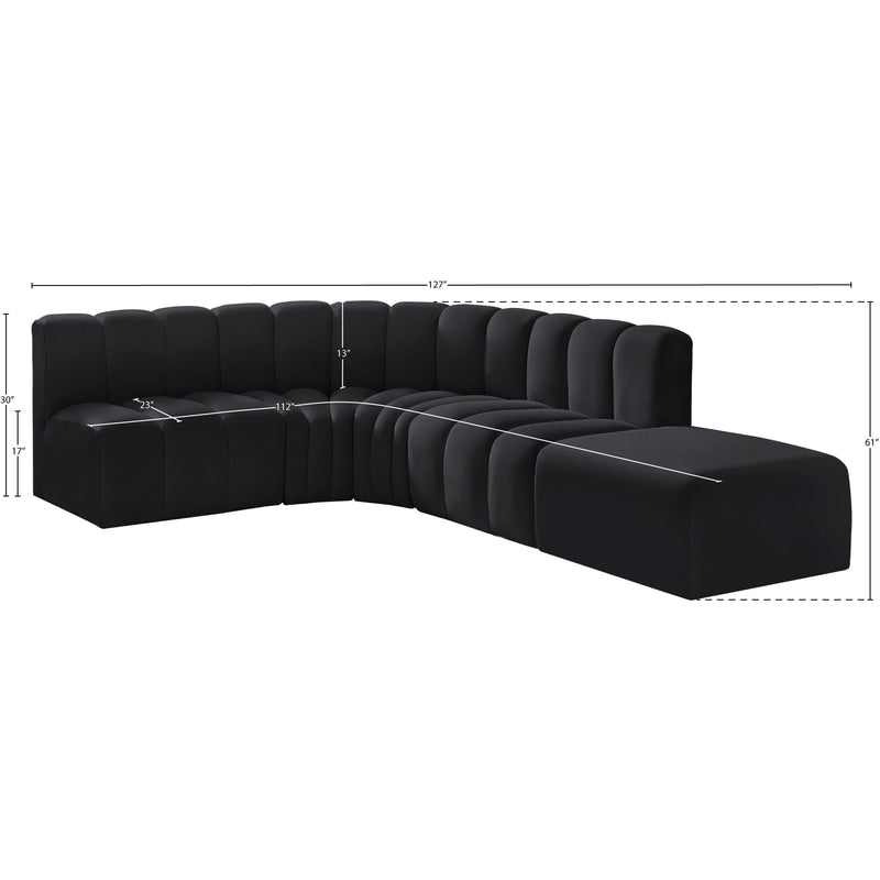 Meridian Arc Black Velvet 5 pc Modular Sectional IMAGE 16