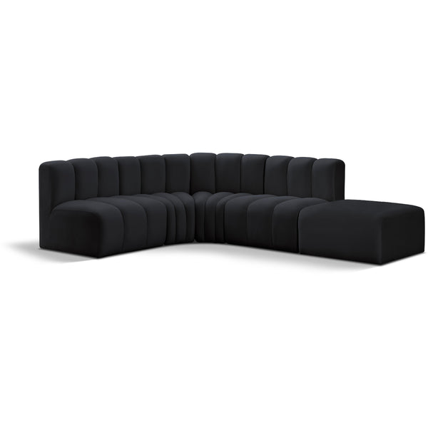 Meridian Arc Black Velvet 5 pc Modular Sectional IMAGE 1