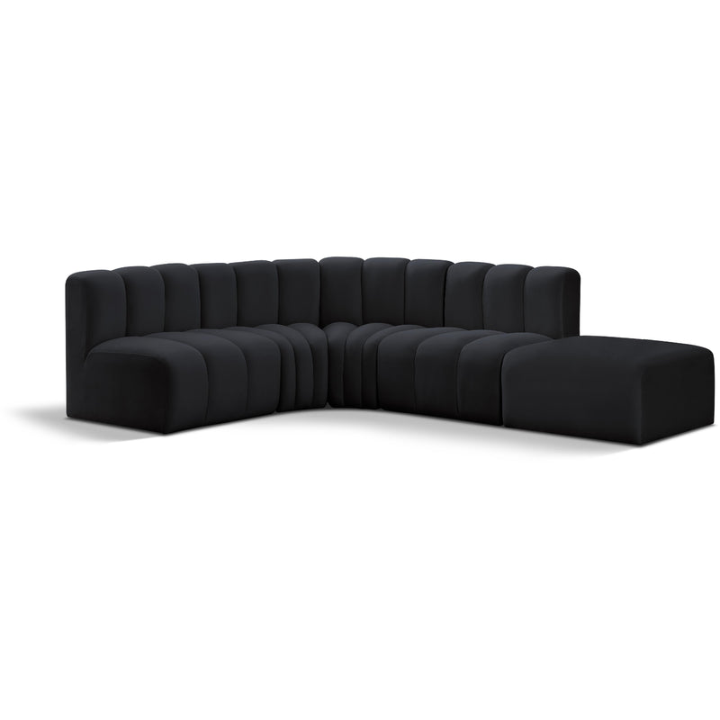 Meridian Arc Black Velvet 5 pc Modular Sectional IMAGE 1