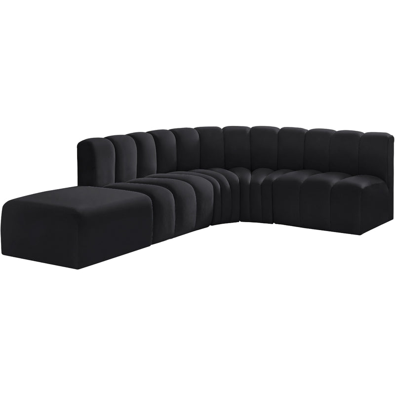 Meridian Arc Black Velvet 5 pc Modular Sectional IMAGE 4