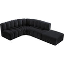 Meridian Arc Black Velvet 5 pc Modular Sectional IMAGE 7
