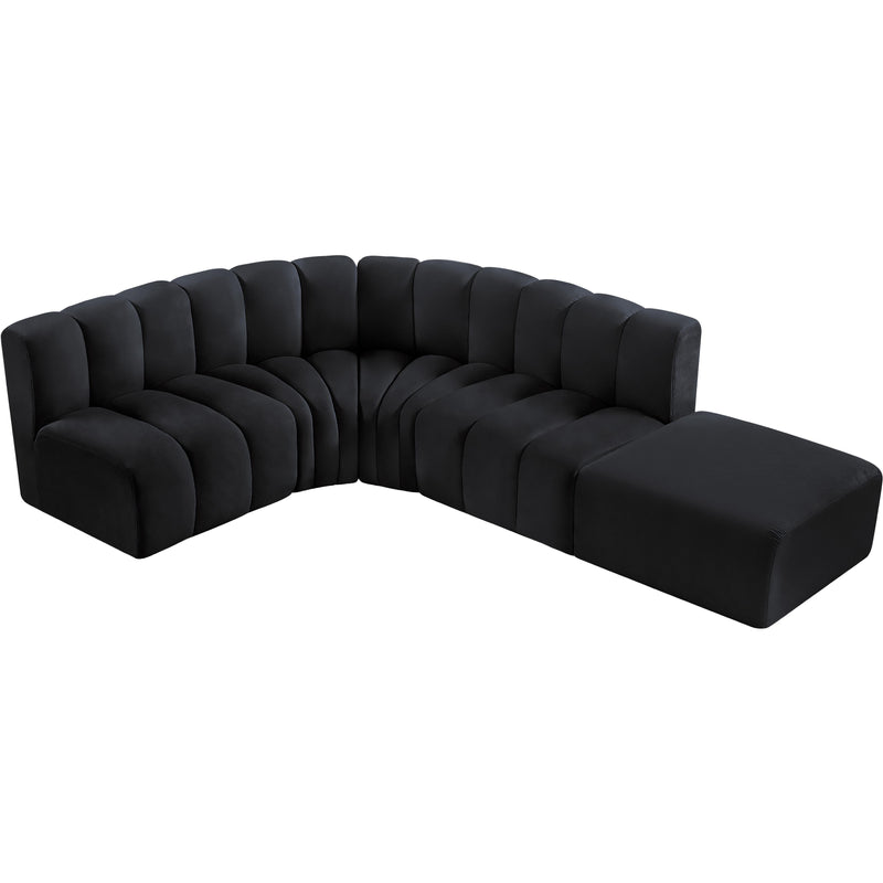 Meridian Arc Black Velvet 5 pc Modular Sectional IMAGE 7