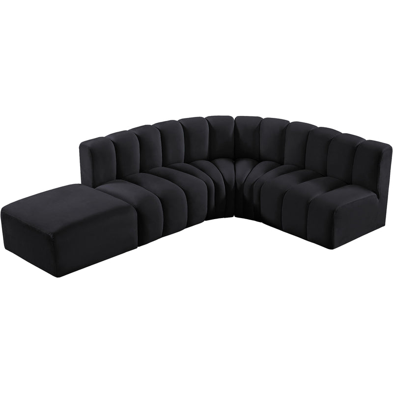 Meridian Arc Black Velvet 5 pc Modular Sectional IMAGE 8