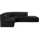 Meridian Arc Black Velvet 5 pc Modular Sectional IMAGE 9