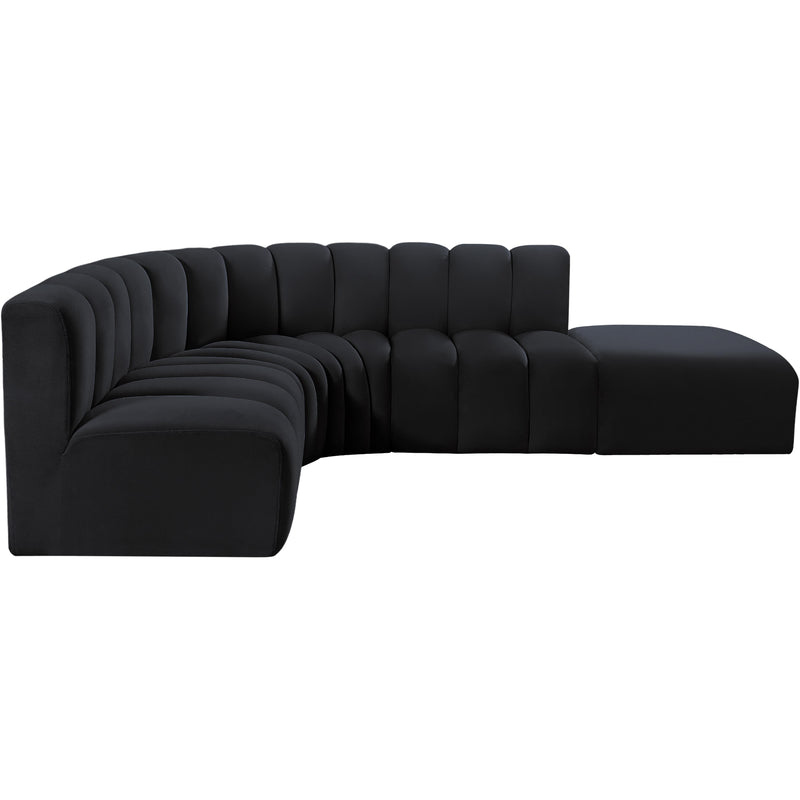 Meridian Arc Black Velvet 5 pc Modular Sectional IMAGE 9