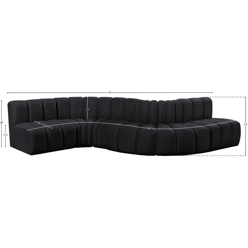 Meridian Arc Black Velvet 6 pc Modular Sectional IMAGE 14