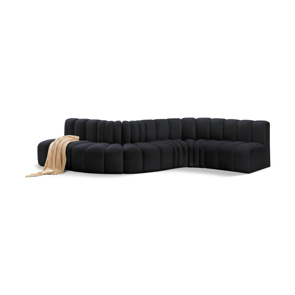 Meridian Arc Black Velvet 6 pc Modular Sectional IMAGE 1