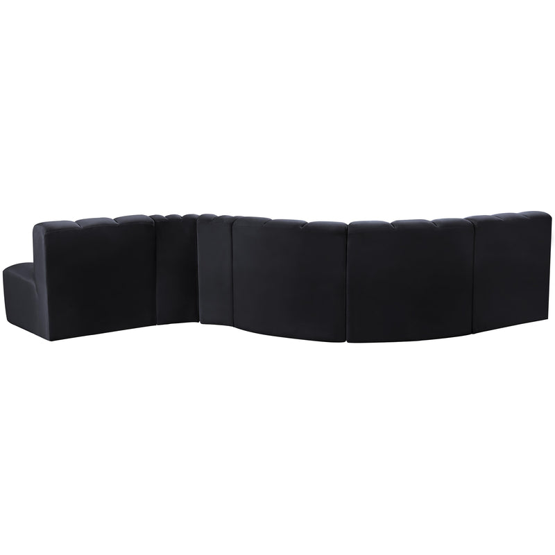 Meridian Arc Black Velvet 6 pc Modular Sectional IMAGE 3
