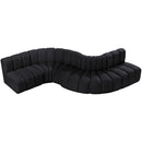 Meridian Arc Black Velvet 6 pc Modular Sectional IMAGE 4