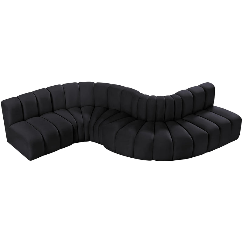 Meridian Arc Black Velvet 6 pc Modular Sectional IMAGE 4