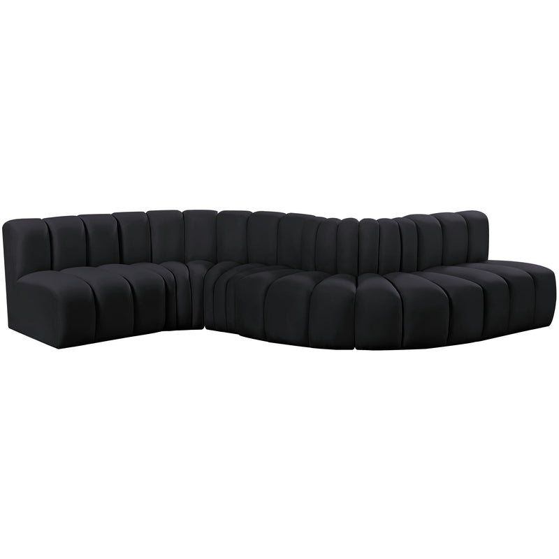 Meridian Arc Black Velvet 6 pc Modular Sectional IMAGE 5
