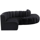 Meridian Arc Black Velvet 6 pc Modular Sectional IMAGE 6