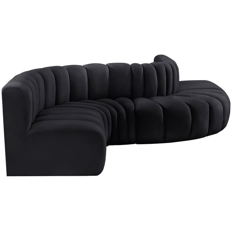 Meridian Arc Black Velvet 6 pc Modular Sectional IMAGE 6