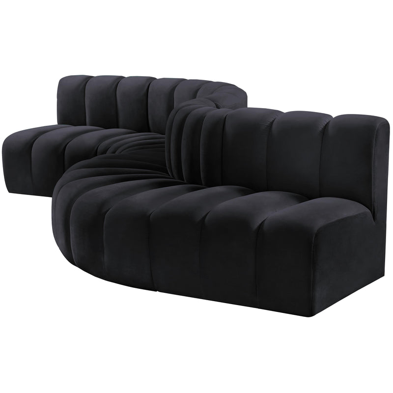 Meridian Arc Black Velvet 6 pc Modular Sectional IMAGE 7