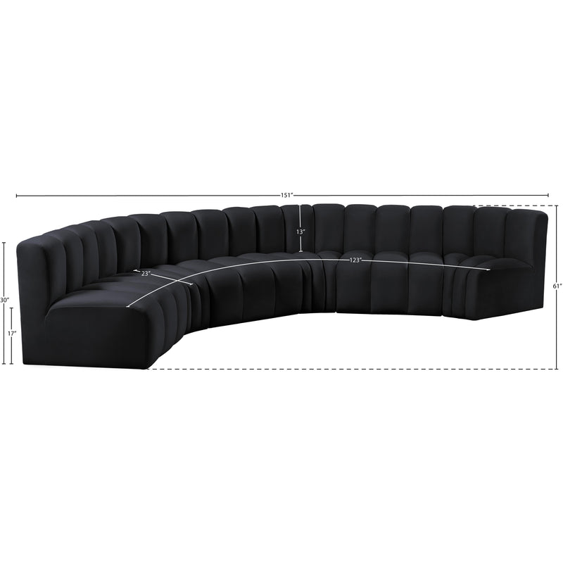 Meridian Arc Black Velvet 6 pc Modular Sectional IMAGE 12