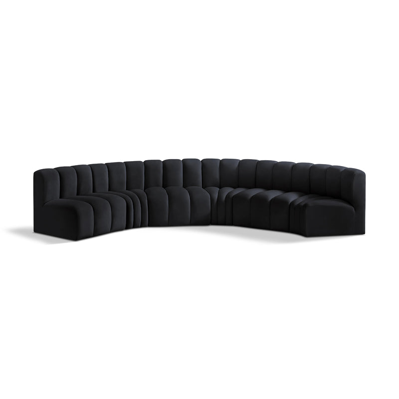 Meridian Arc Black Velvet 6 pc Modular Sectional IMAGE 1