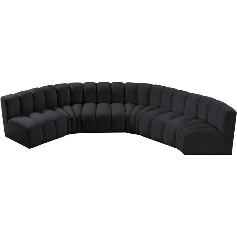 Meridian Arc Black Velvet 6 pc Modular Sectional IMAGE 4