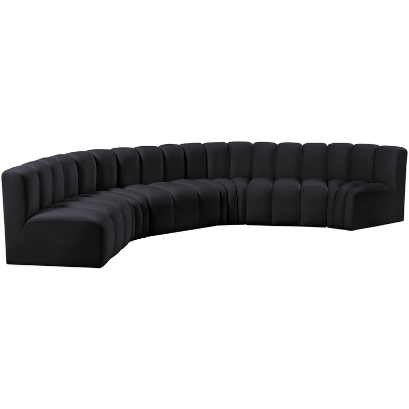 Meridian Arc Black Velvet 6 pc Modular Sectional IMAGE 5