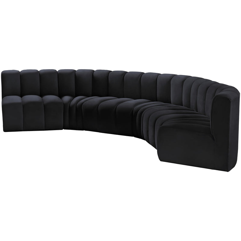 Meridian Arc Black Velvet 6 pc Modular Sectional IMAGE 6