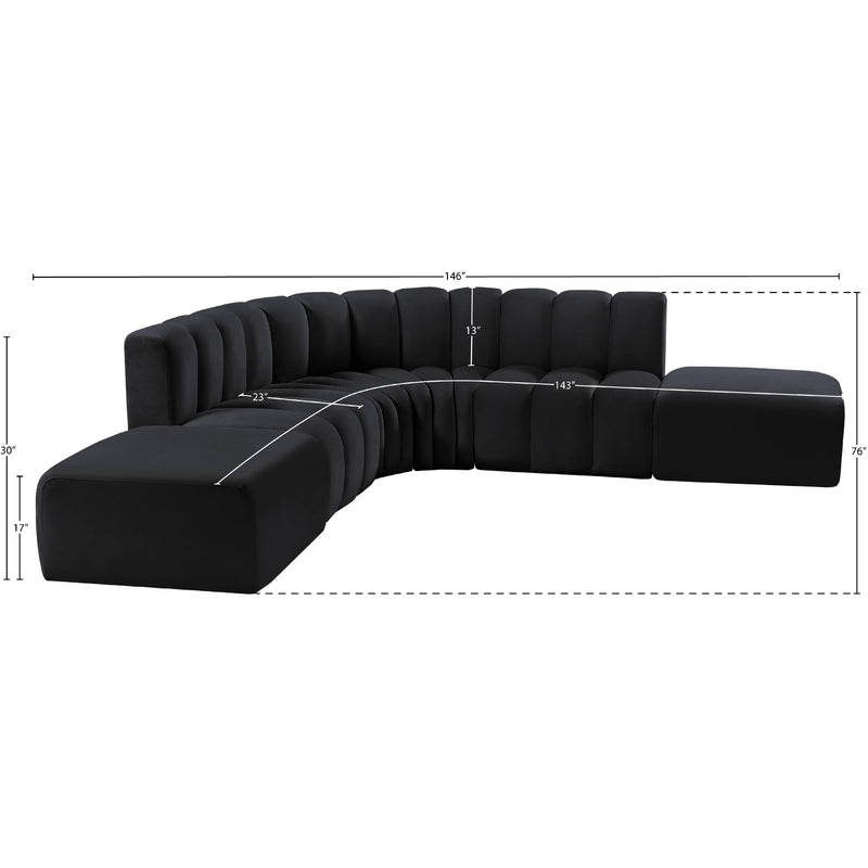 Meridian Arc Black Velvet 6 pc Modular Sectional IMAGE 13