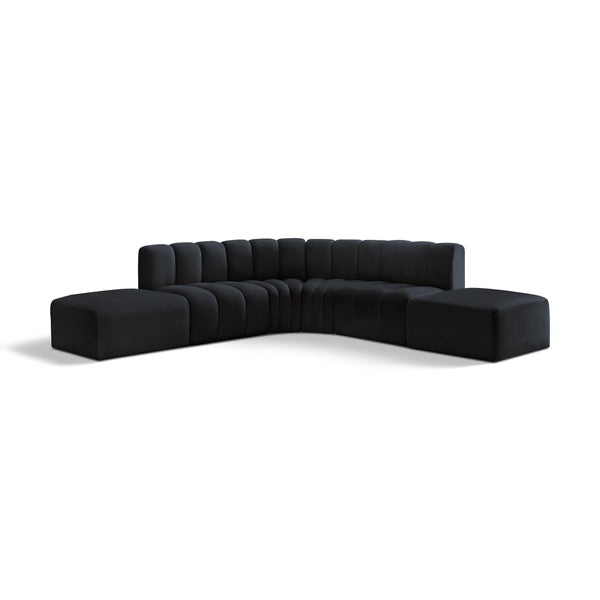 Meridian Arc Black Velvet 6 pc Modular Sectional IMAGE 1