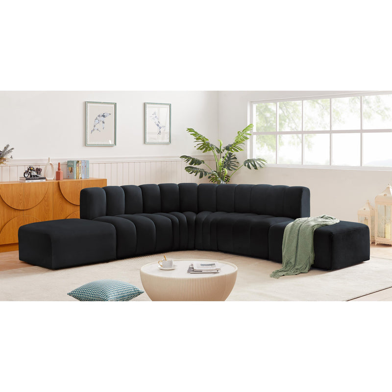 Meridian Arc Black Velvet 6 pc Modular Sectional IMAGE 2
