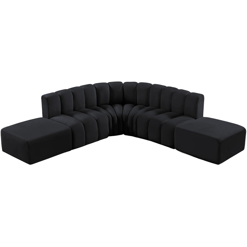 Meridian Arc Black Velvet 6 pc Modular Sectional IMAGE 4