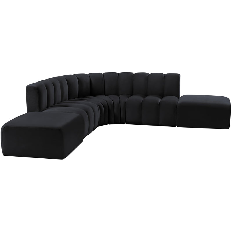 Meridian Arc Black Velvet 6 pc Modular Sectional IMAGE 5