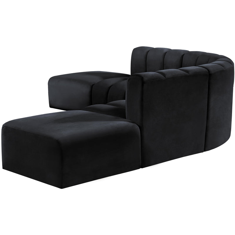 Meridian Arc Black Velvet 6 pc Modular Sectional IMAGE 6