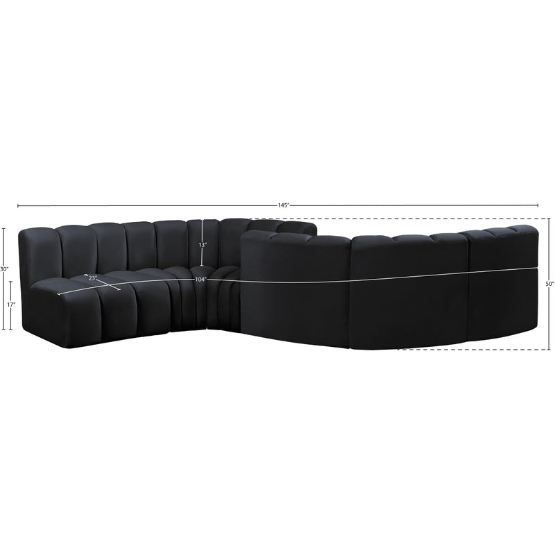 Meridian Arc Black Velvet 6 pc Modular Sectional IMAGE 10