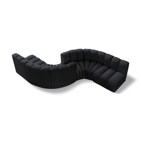 Meridian Arc Black Velvet 6 pc Modular Sectional IMAGE 1