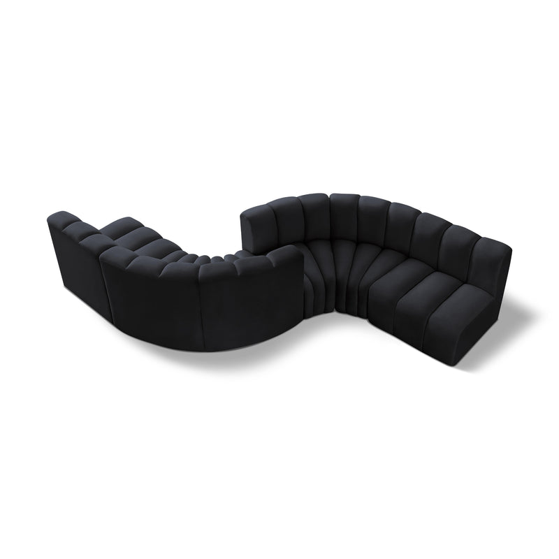 Meridian Arc Black Velvet 6 pc Modular Sectional IMAGE 1