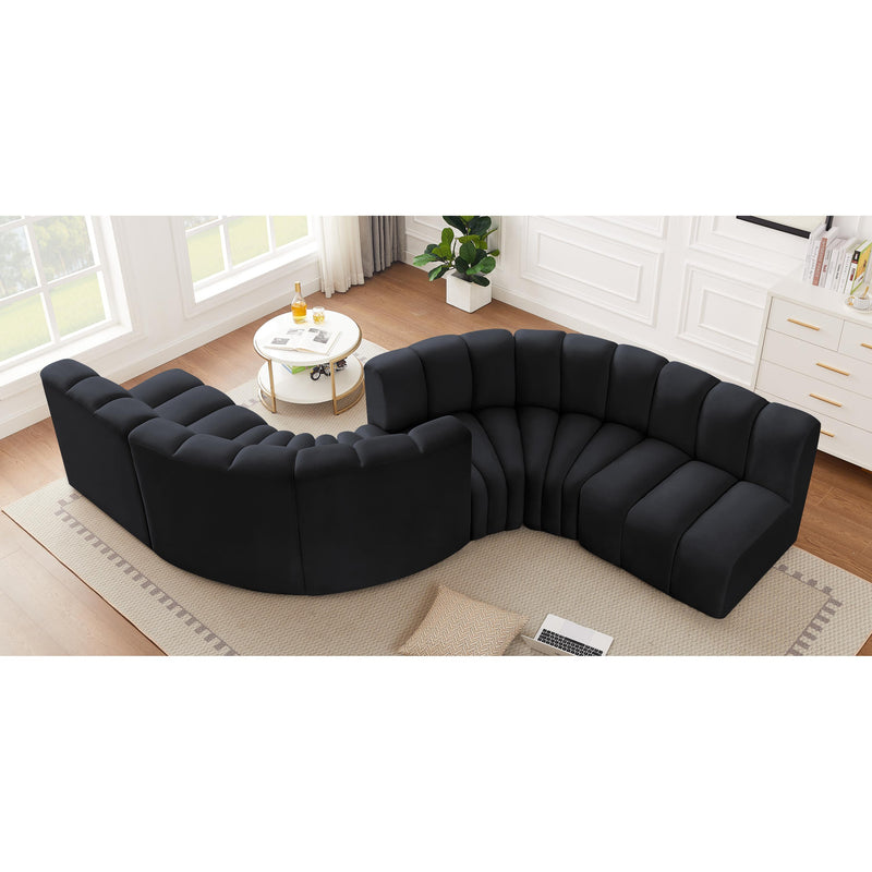 Meridian Arc Black Velvet 6 pc Modular Sectional IMAGE 2