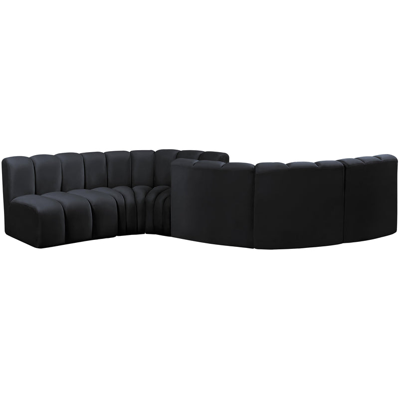 Meridian Arc Black Velvet 6 pc Modular Sectional IMAGE 3