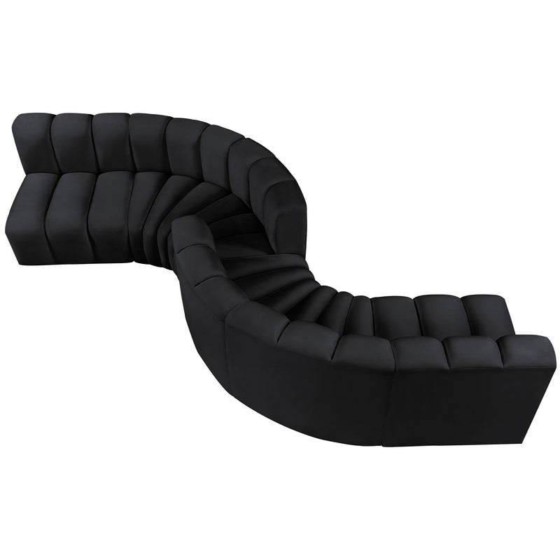 Meridian Arc Black Velvet 6 pc Modular Sectional IMAGE 4