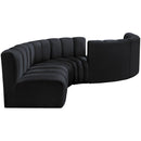 Meridian Arc Black Velvet 6 pc Modular Sectional IMAGE 5