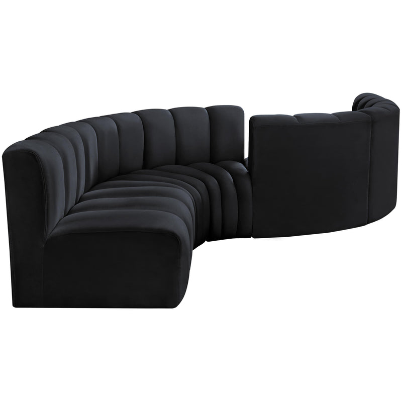 Meridian Arc Black Velvet 6 pc Modular Sectional IMAGE 5