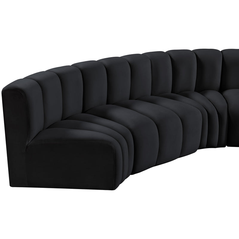 Meridian Arc Black Velvet 6 pc Modular Sectional IMAGE 7