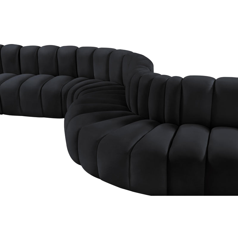 Meridian Arc Black Velvet 6 pc Modular Sectional IMAGE 8