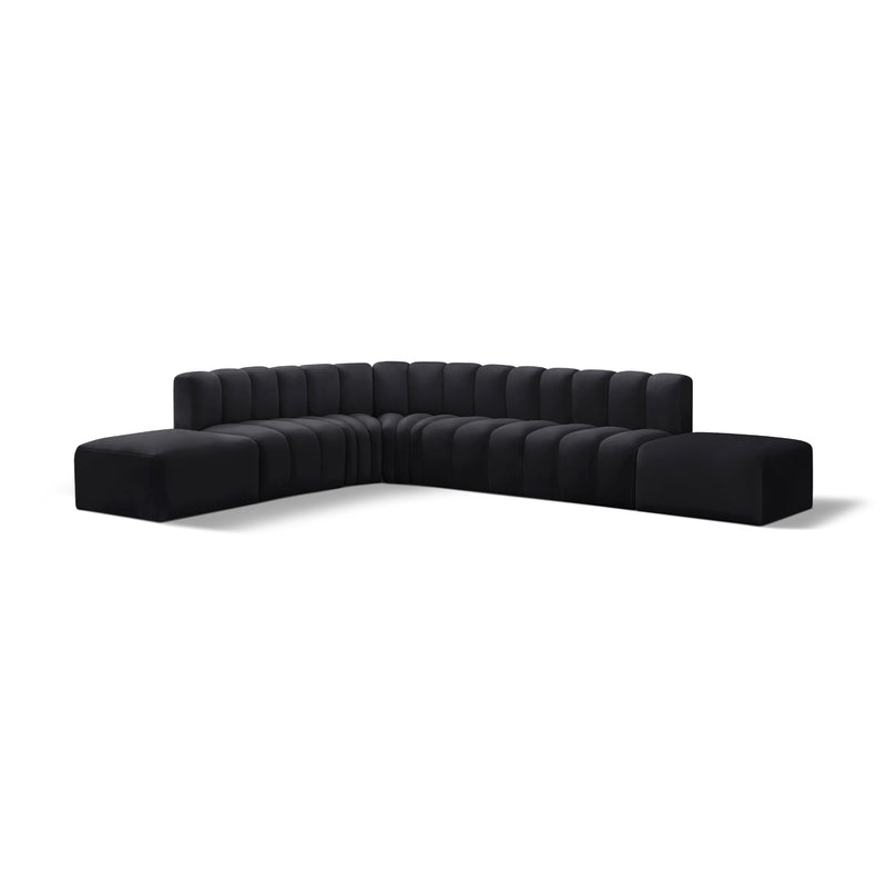 Meridian Arc Black Velvet 7 pc Modular Sectional IMAGE 1