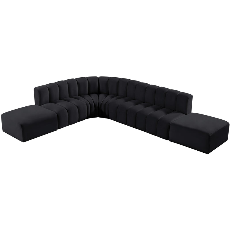 Meridian Arc Black Velvet 7 pc Modular Sectional IMAGE 4