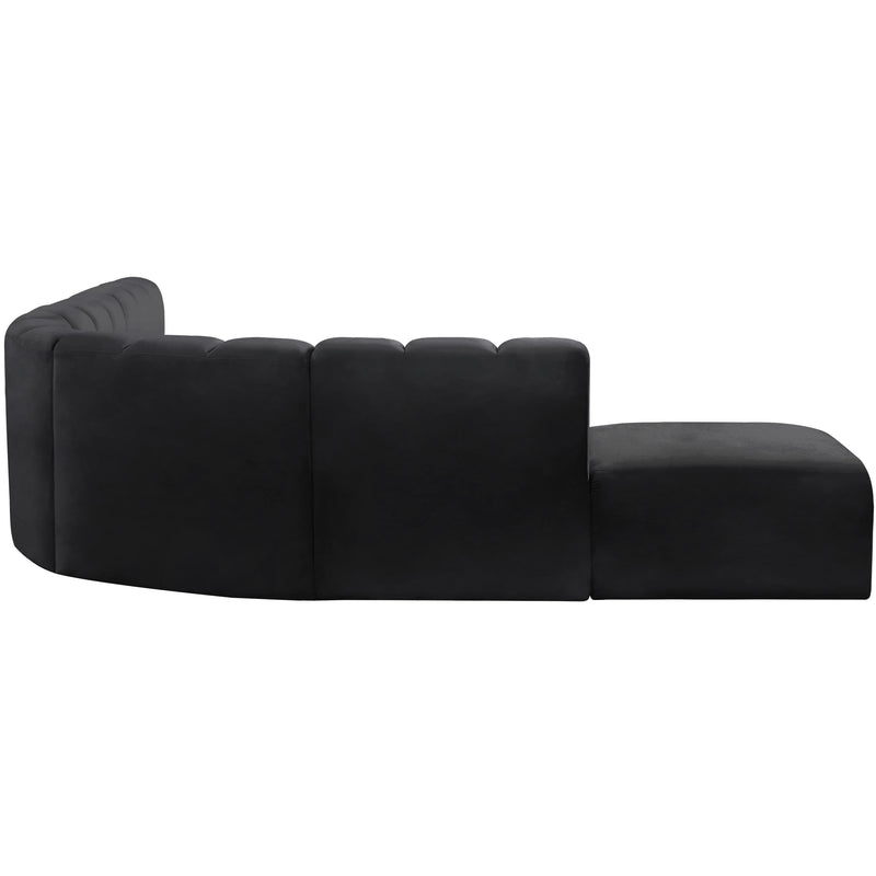 Meridian Arc Black Velvet 7 pc Modular Sectional IMAGE 5