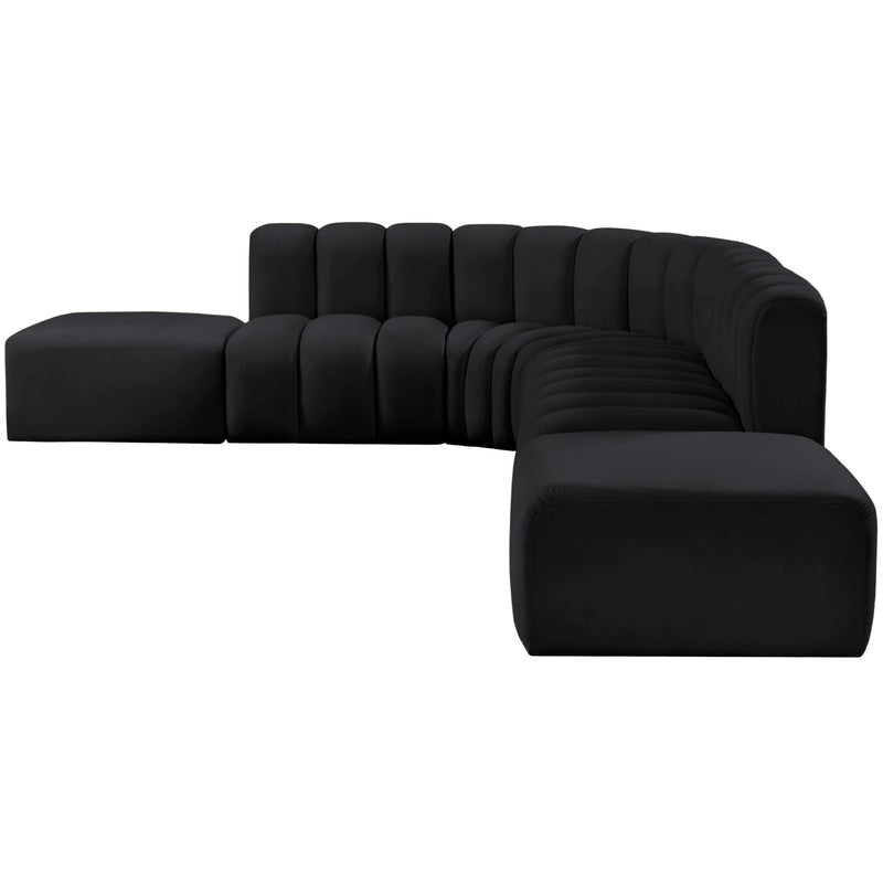 Meridian Arc Black Velvet 7 pc Modular Sectional IMAGE 6