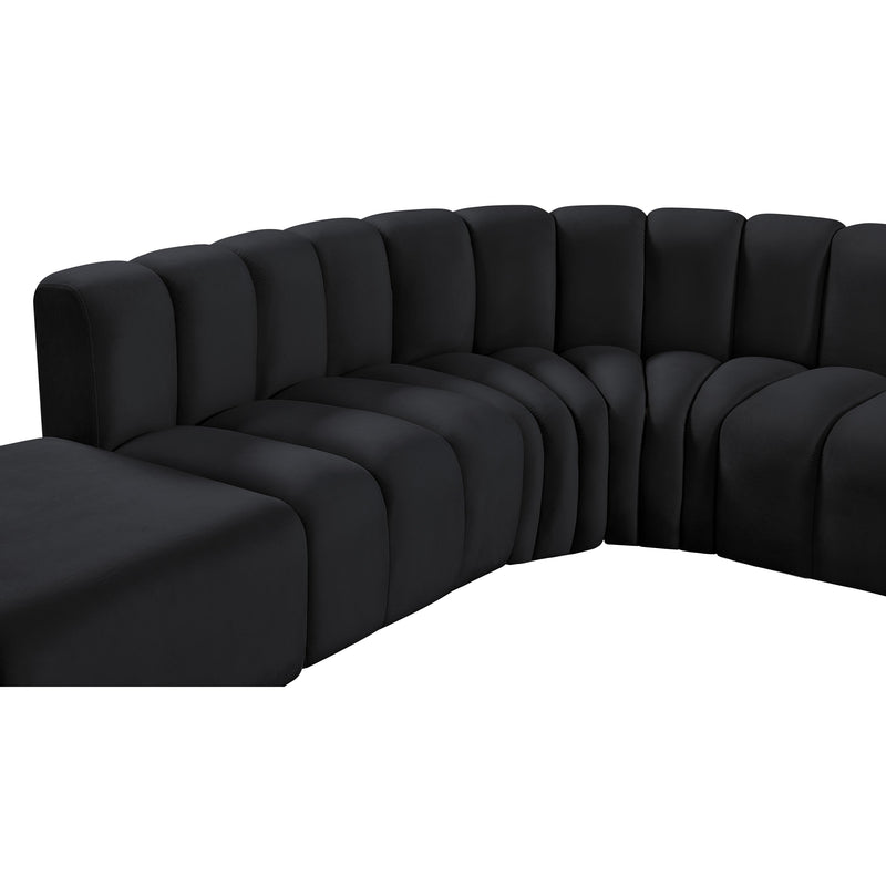 Meridian Arc Black Velvet 7 pc Modular Sectional IMAGE 7