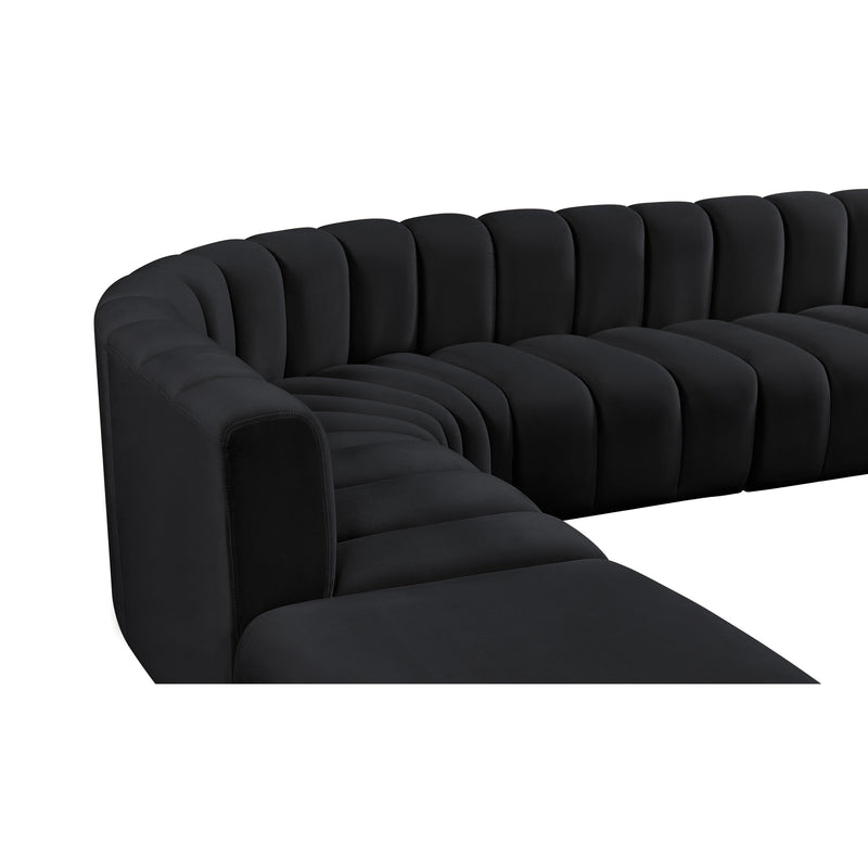 Meridian Arc Black Velvet 7 pc Modular Sectional IMAGE 8