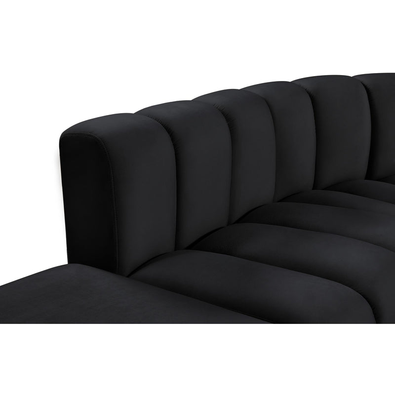 Meridian Arc Black Velvet 7 pc Modular Sectional IMAGE 9