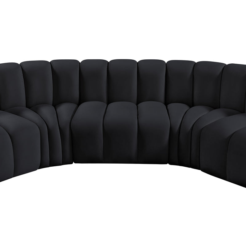 Meridian Arc Black Velvet 7 pc Modular Sectional IMAGE 12