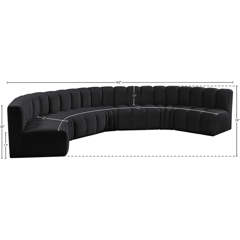 Meridian Arc Black Velvet 7 pc Modular Sectional IMAGE 14