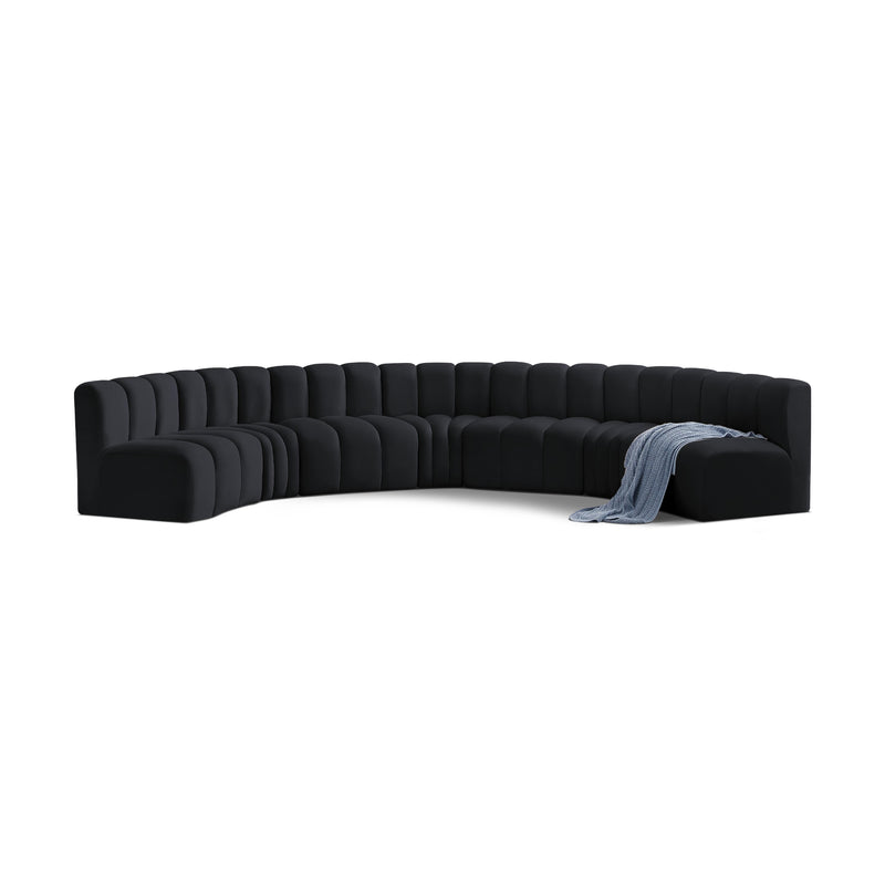 Meridian Arc Black Velvet 7 pc Modular Sectional IMAGE 1